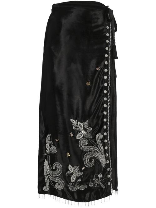 Frangipane gardens velvet pareo skirt FORTE FORTE | 13259NERO